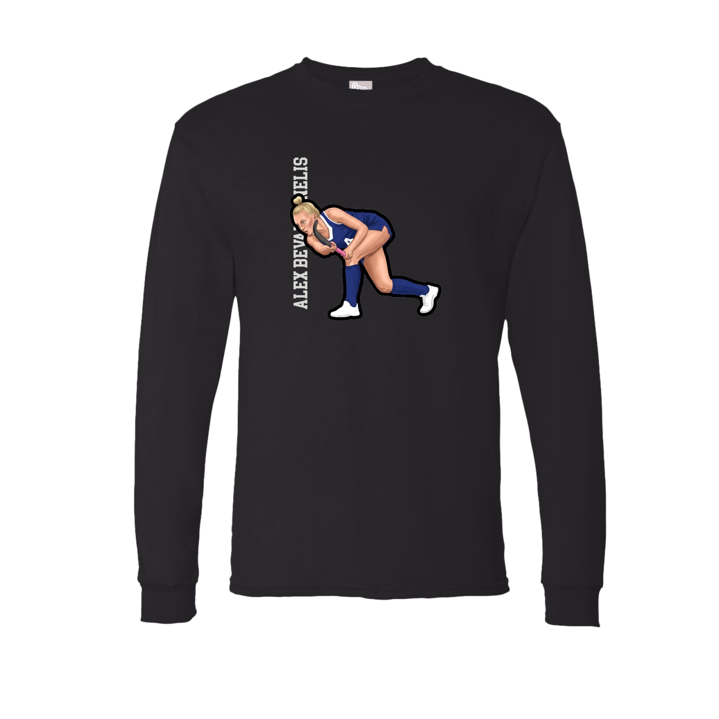 Long Sleeve Tee — Name Vertical in Black