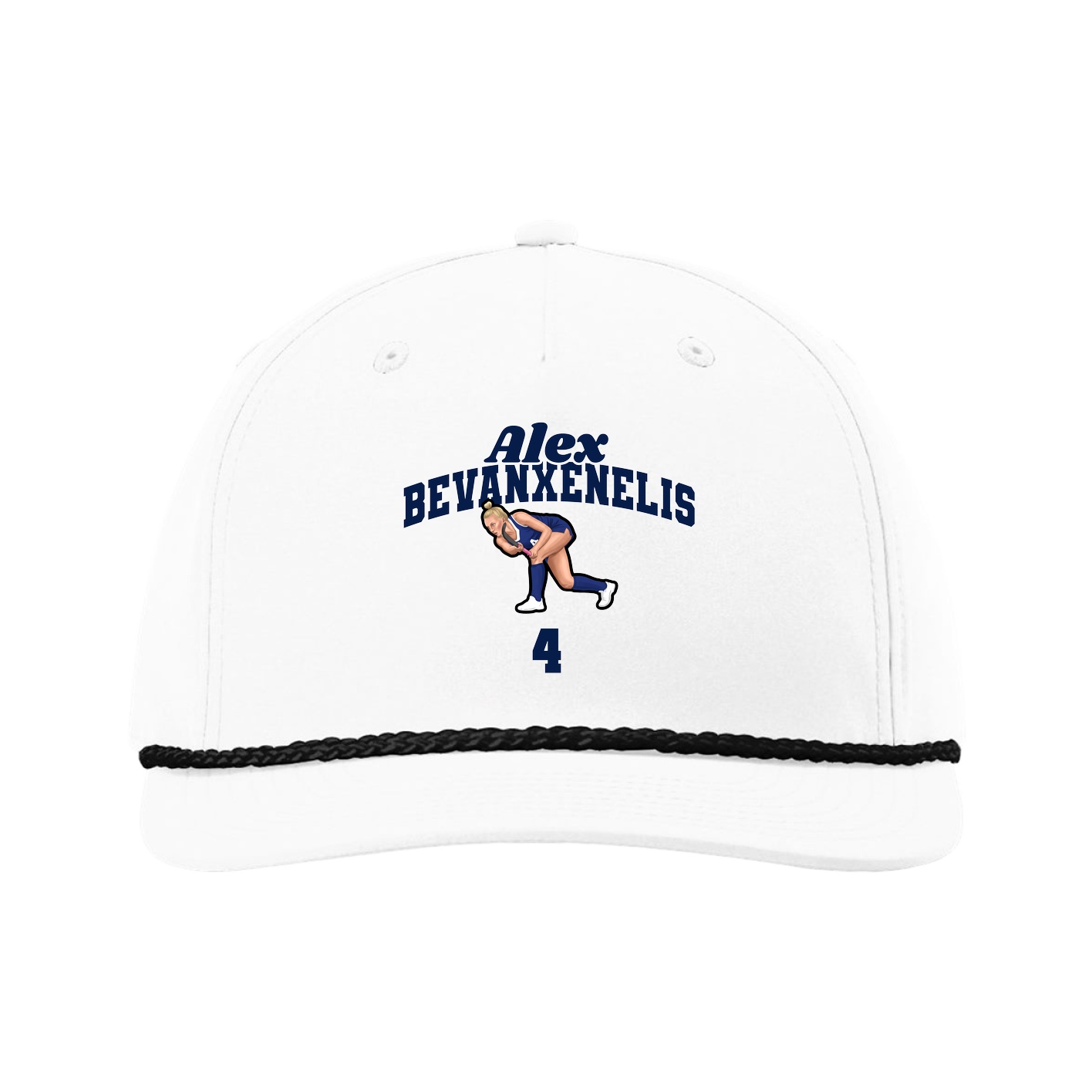 Five-Panel Classic Rope Cap — Signature Arch in White