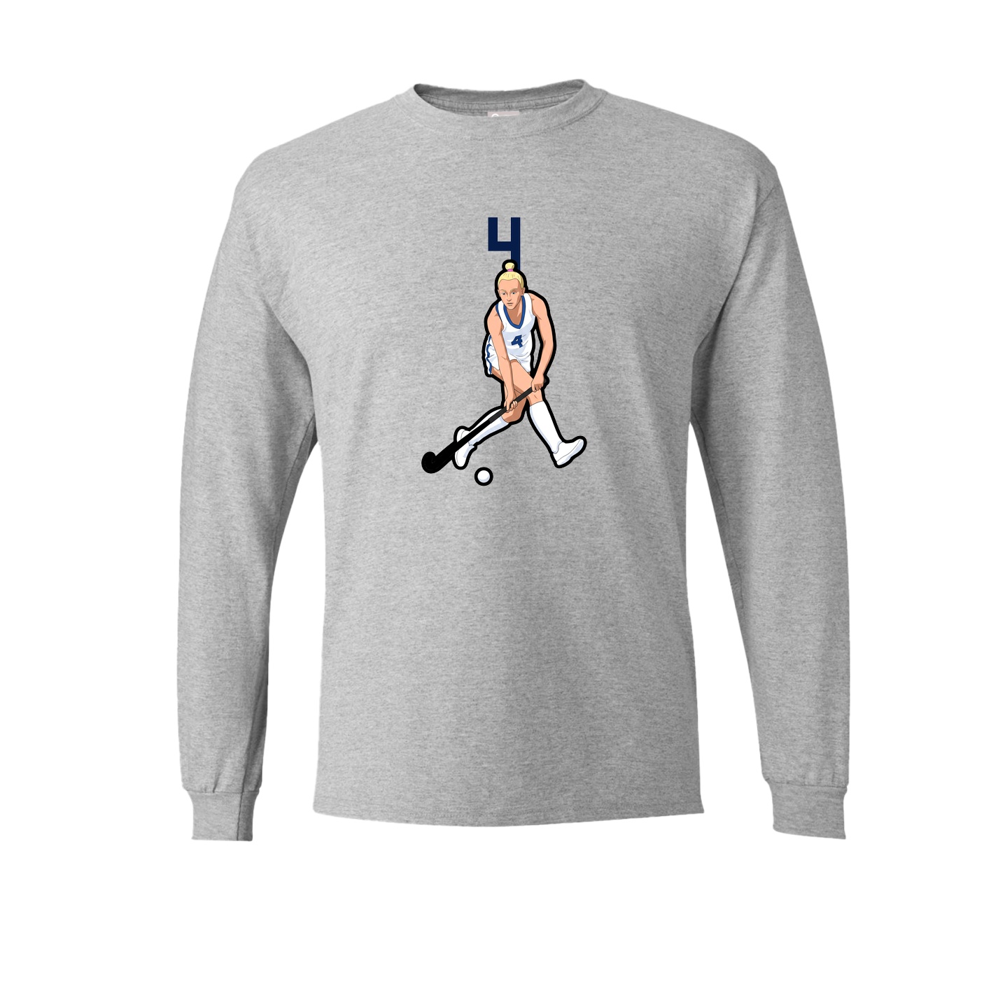 Long Sleeve Tee — Number Top in Grey