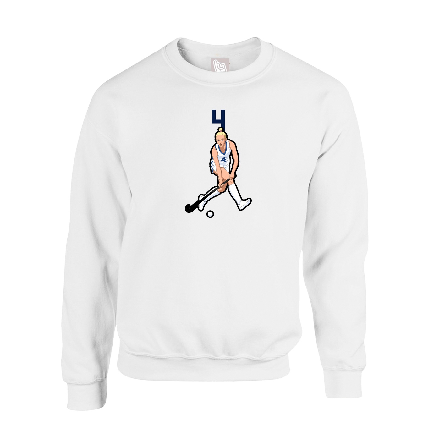 Fleece Crew — Number Top in White