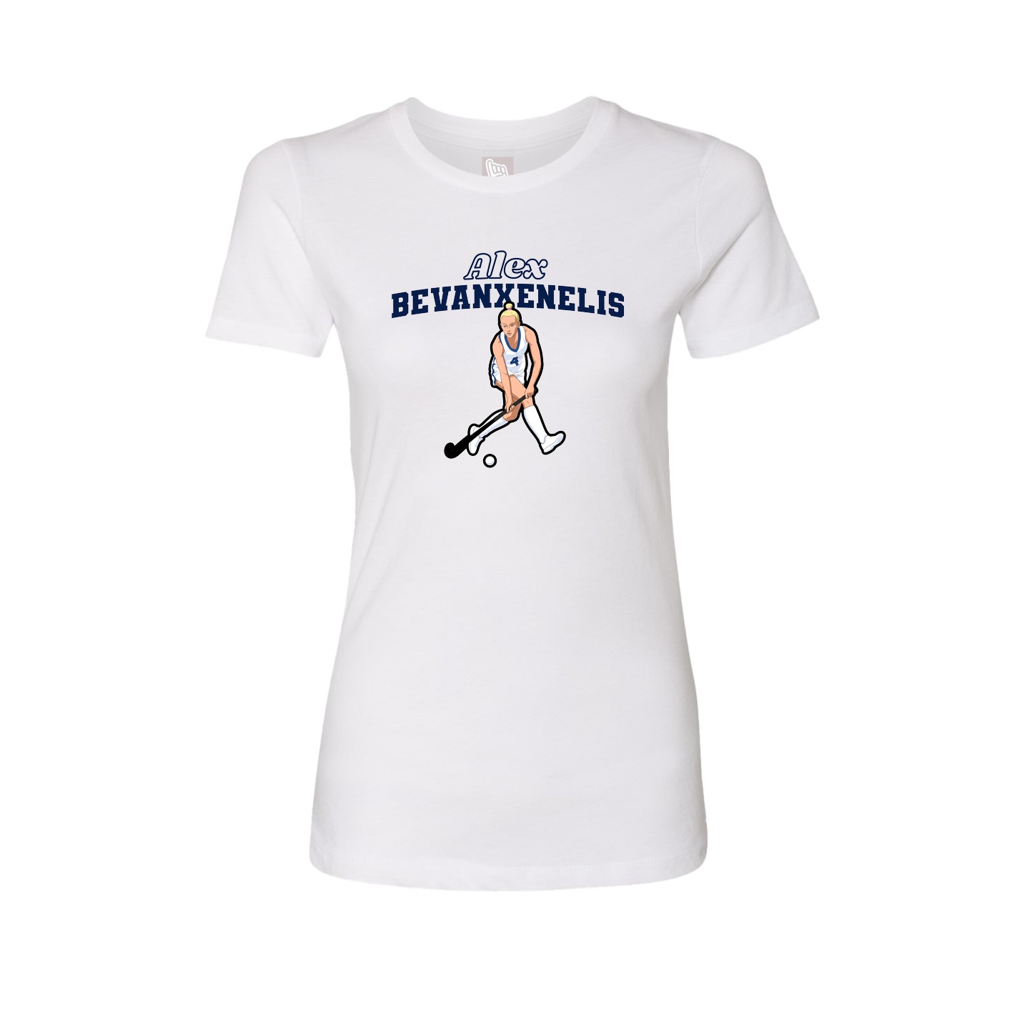 Fitted Women's Tee — Name Arch in White