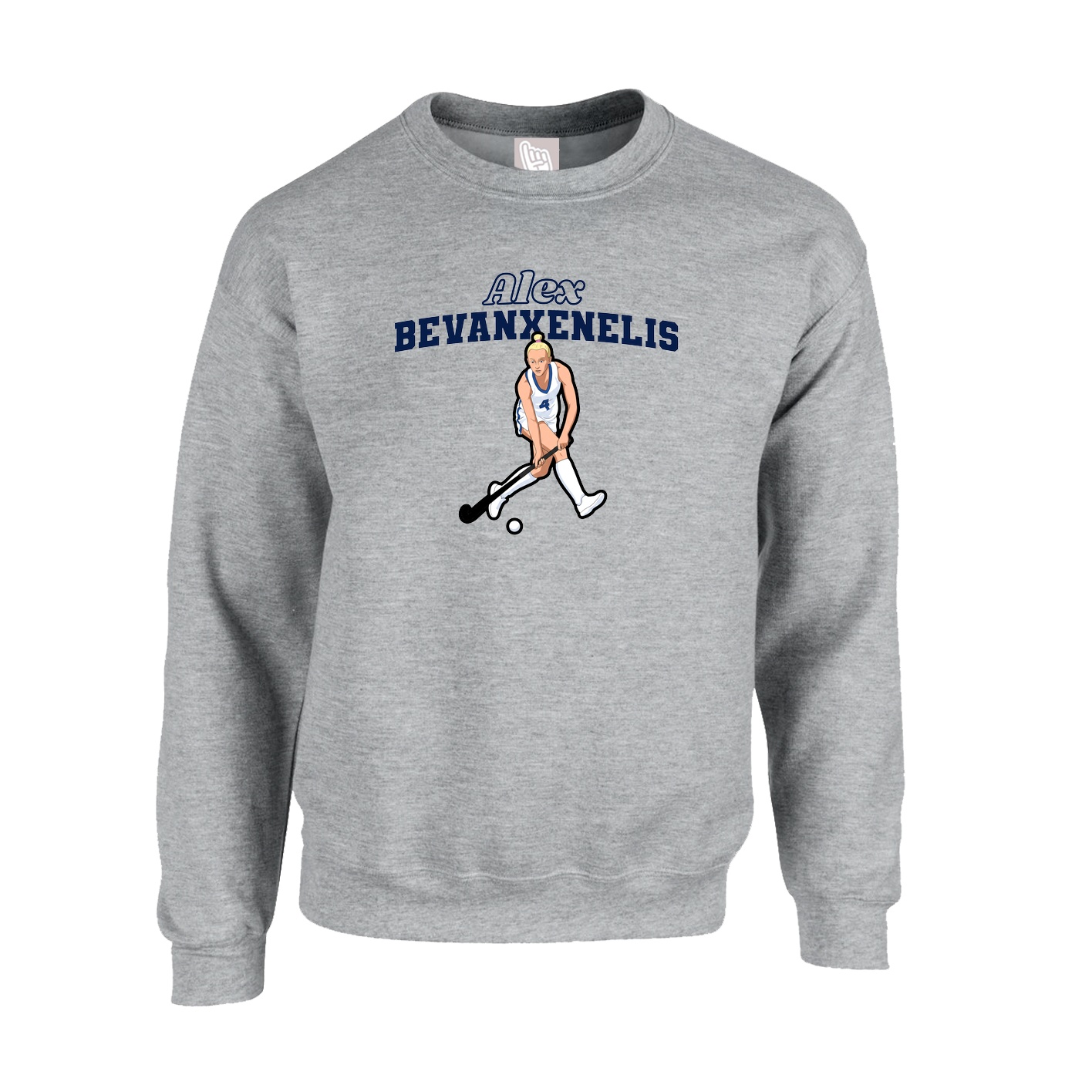 Fleece Crew — Name Arch in Grey