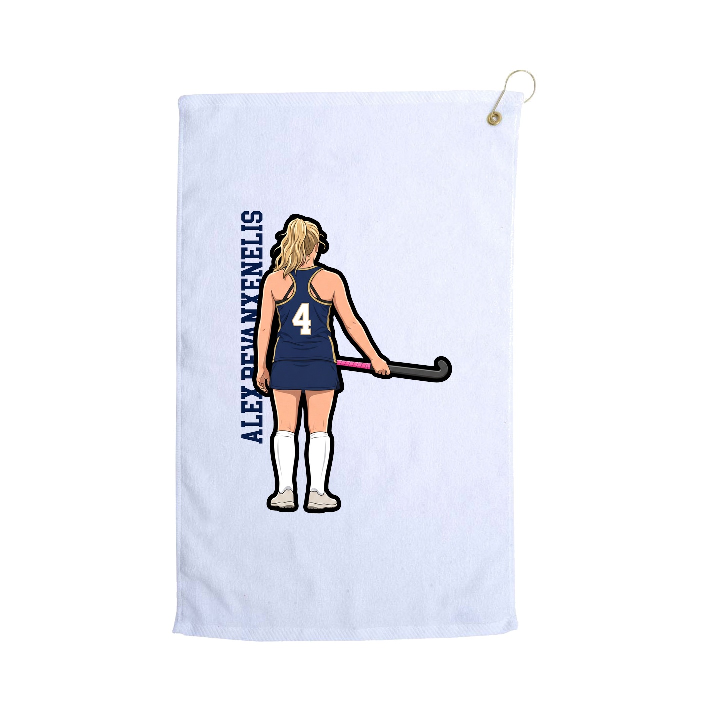 Golf Towel — Name Vertical in White