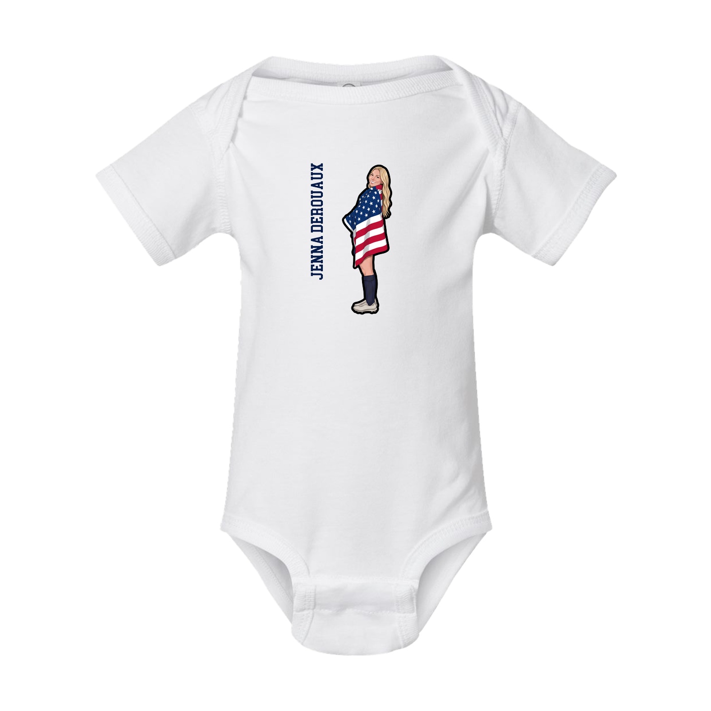 Baby Onesie — Name Vertical in White