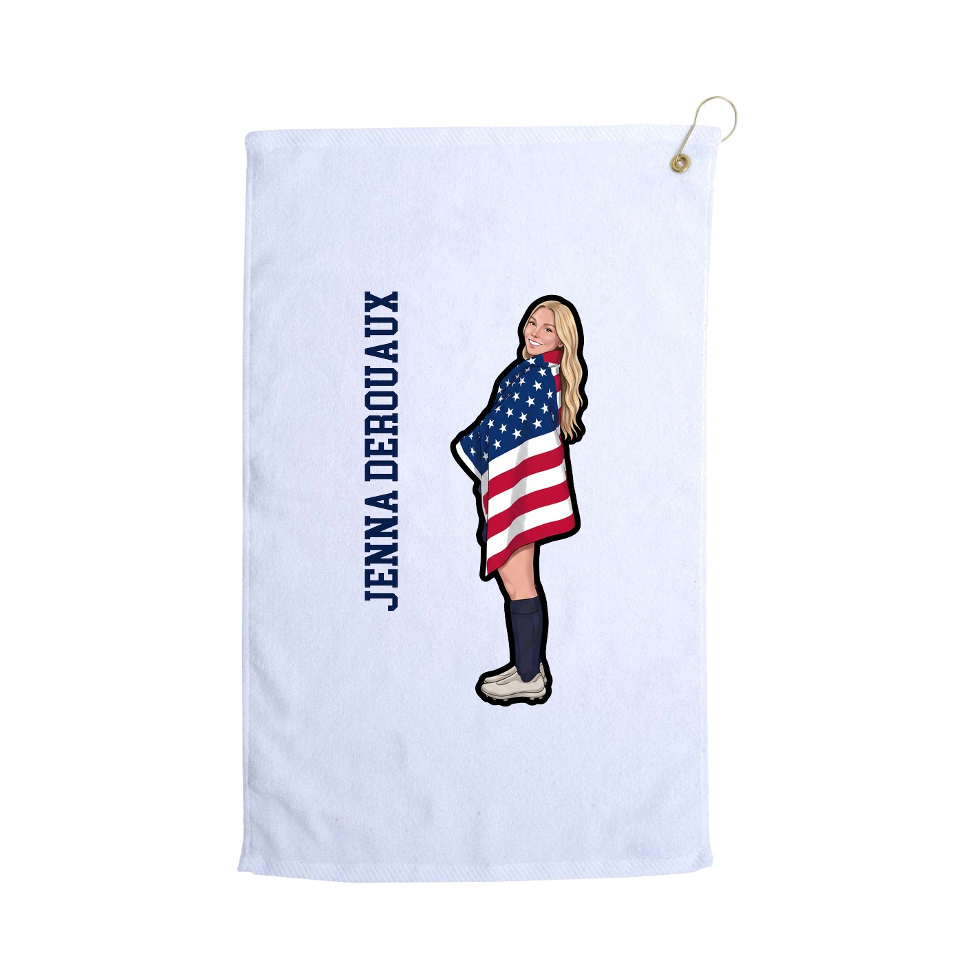 Golf Towel — Name Vertical in White
