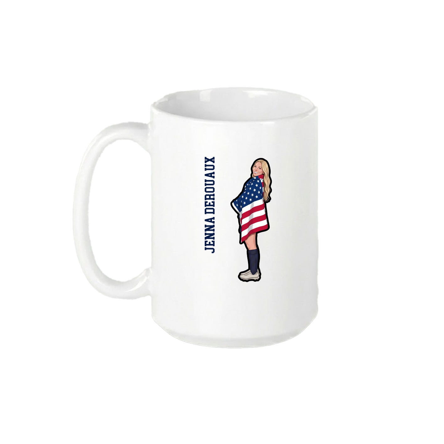 15oz Coffee Mug — Name Vertical in White