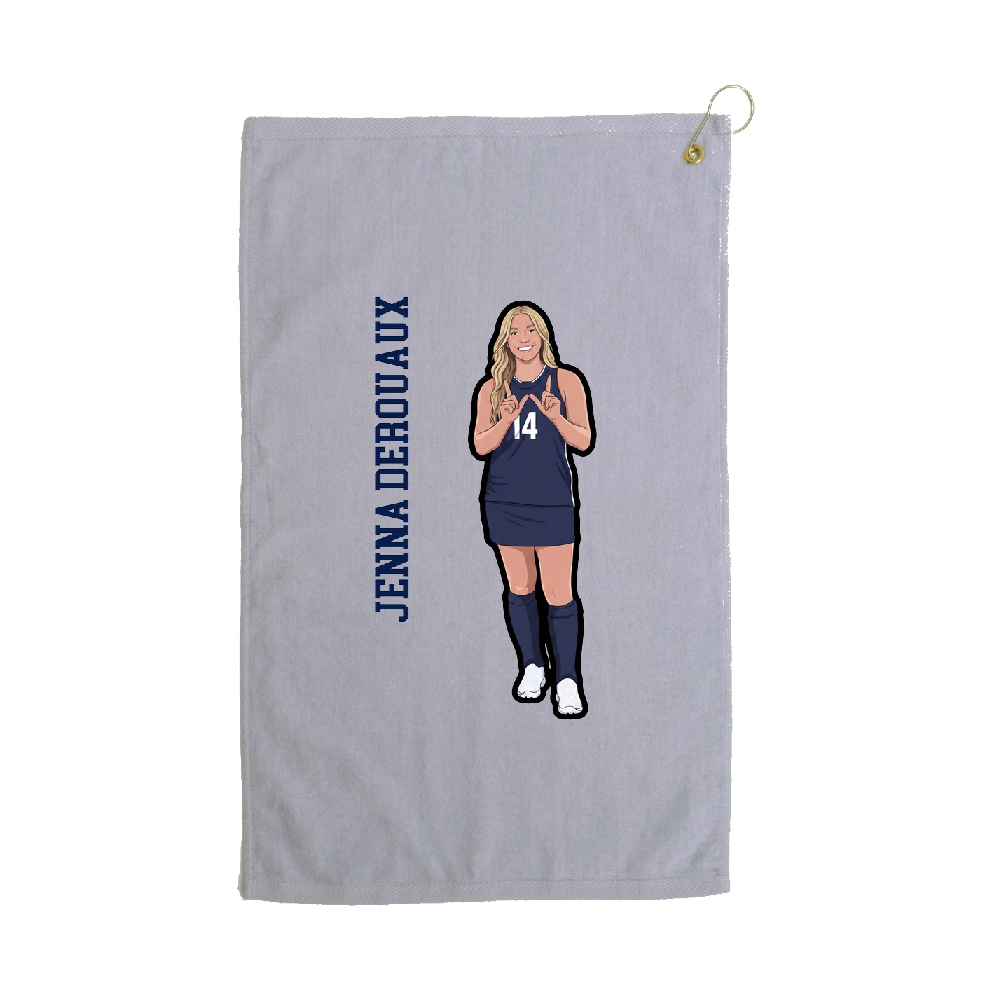 Golf Towel — Name Vertical in Grey