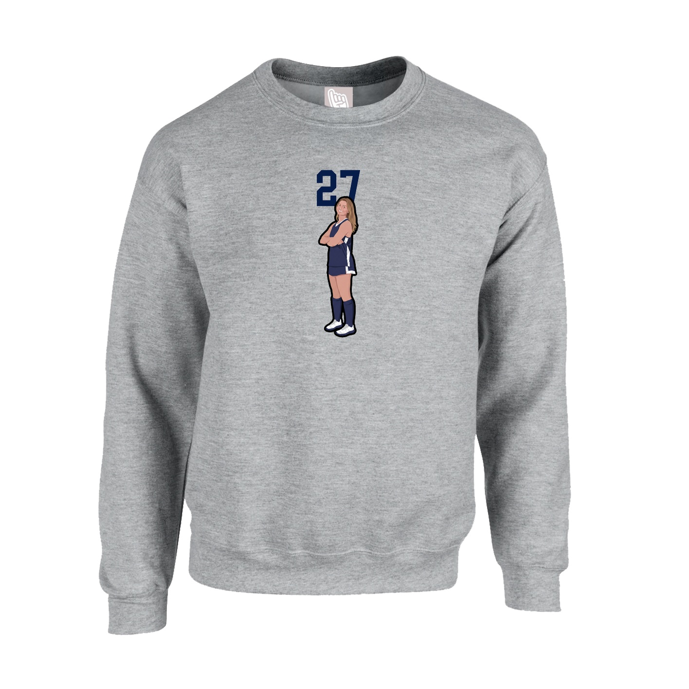 Fleece Crew — Number Top in Grey