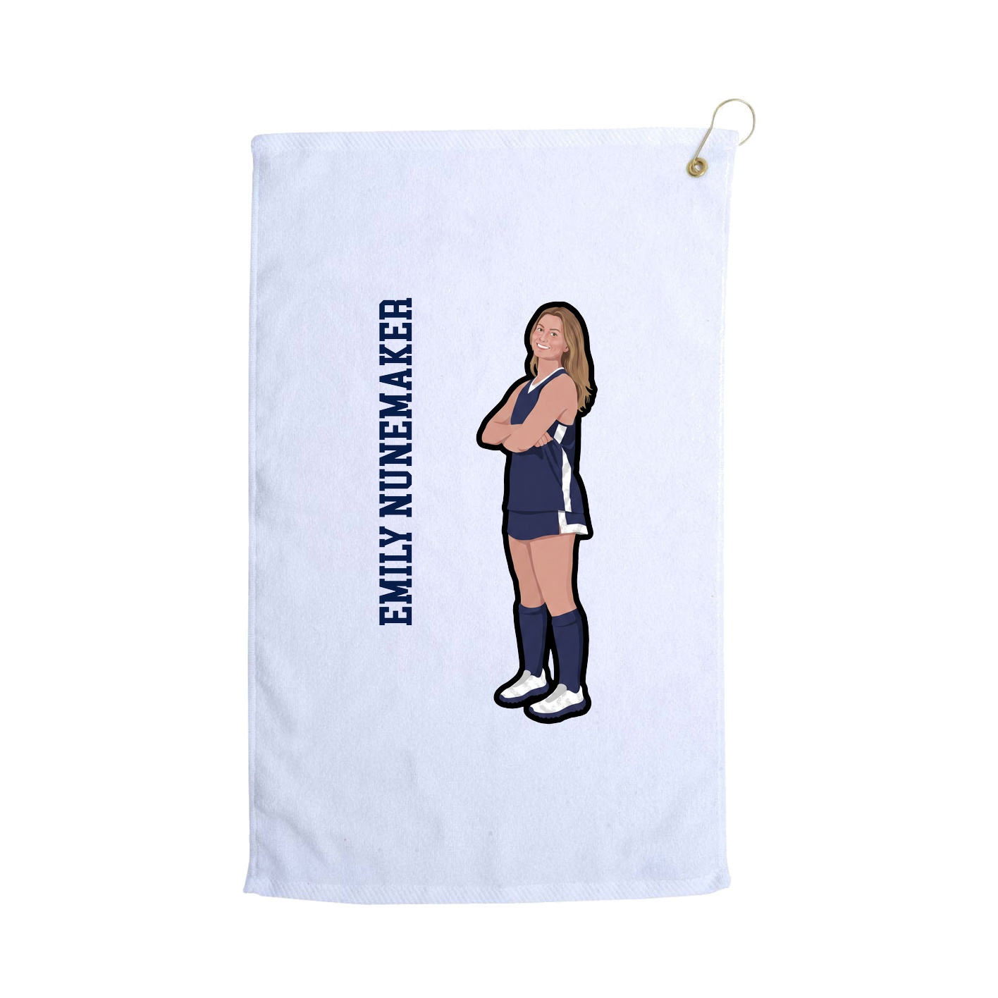Golf Towel — Name Vertical in White