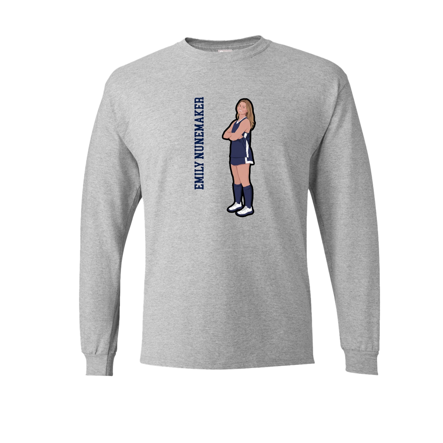 Long Sleeve Tee — Name Vertical in Grey