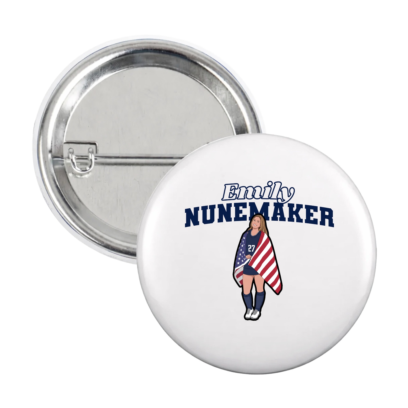 Game Day Button — Name Arch in White
