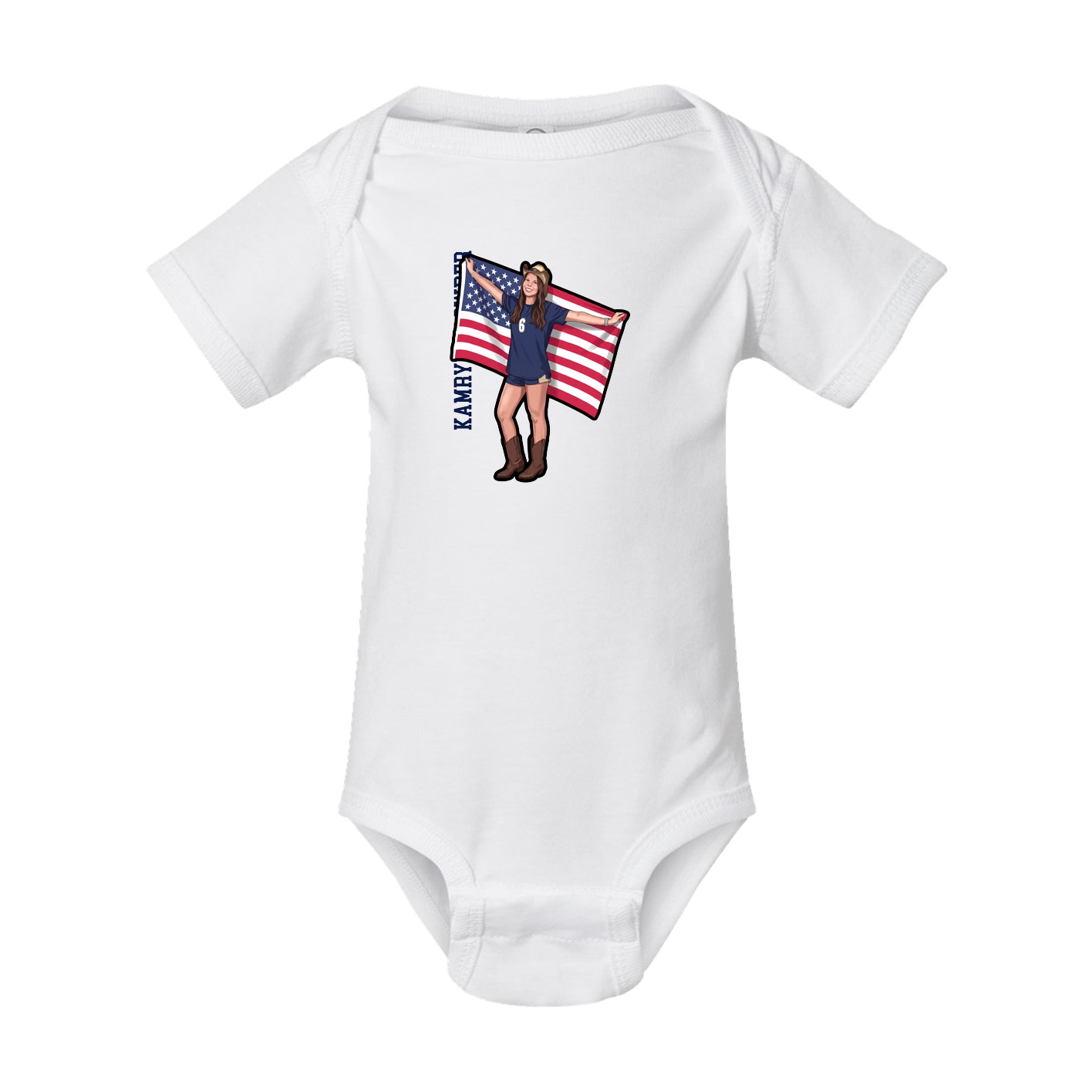 Baby Onesie — Name Vertical in White