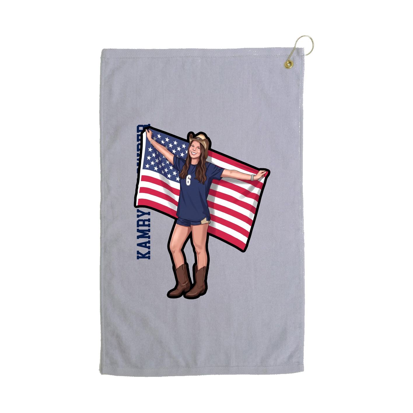 Golf Towel — Name Vertical in Grey