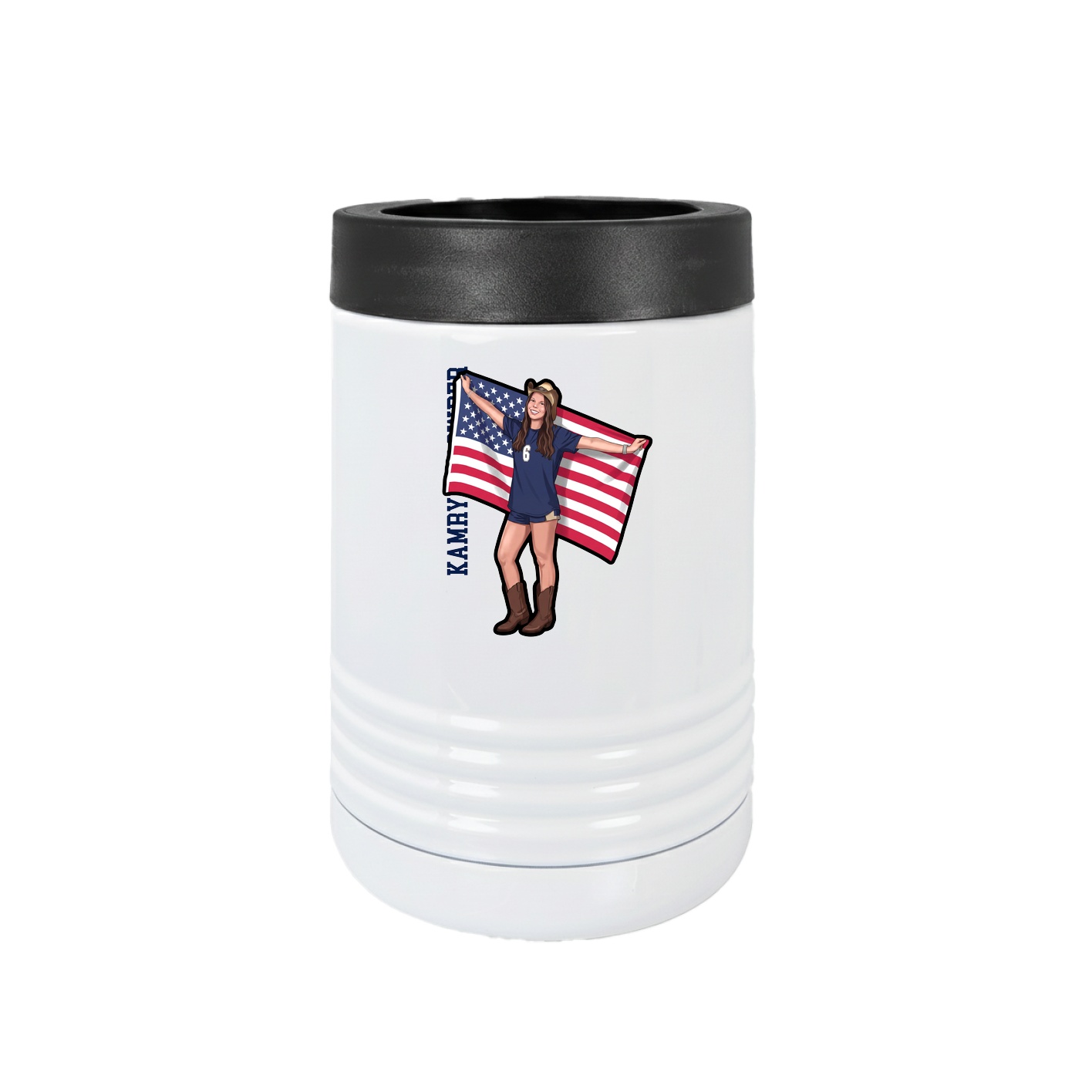 Beverage Holder — Name Vertical in White