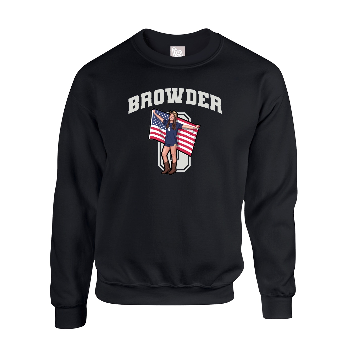 Fleece Crew — Number in Black