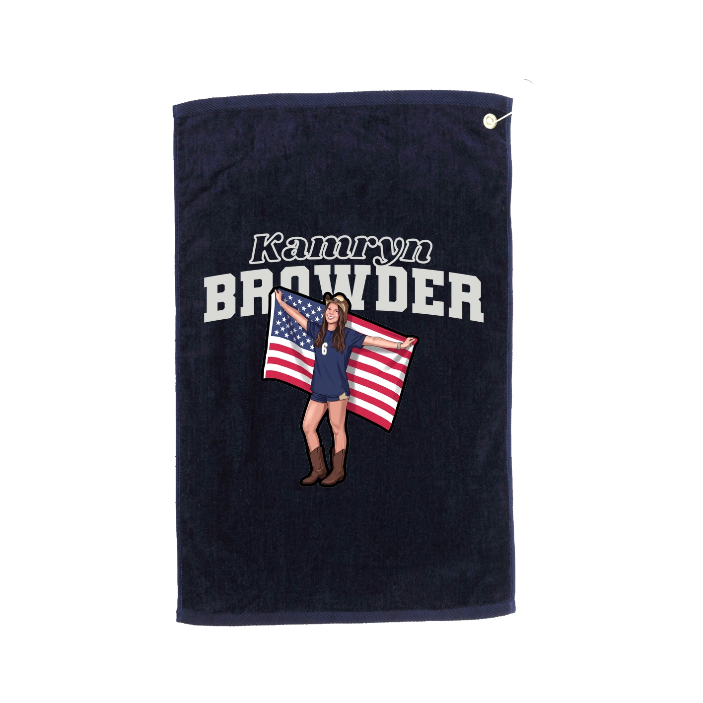 Golf Towel — Name Arch in Navy