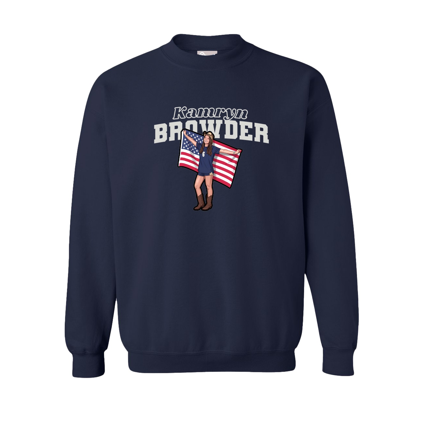 Fleece Crew — Name Arch in Navy