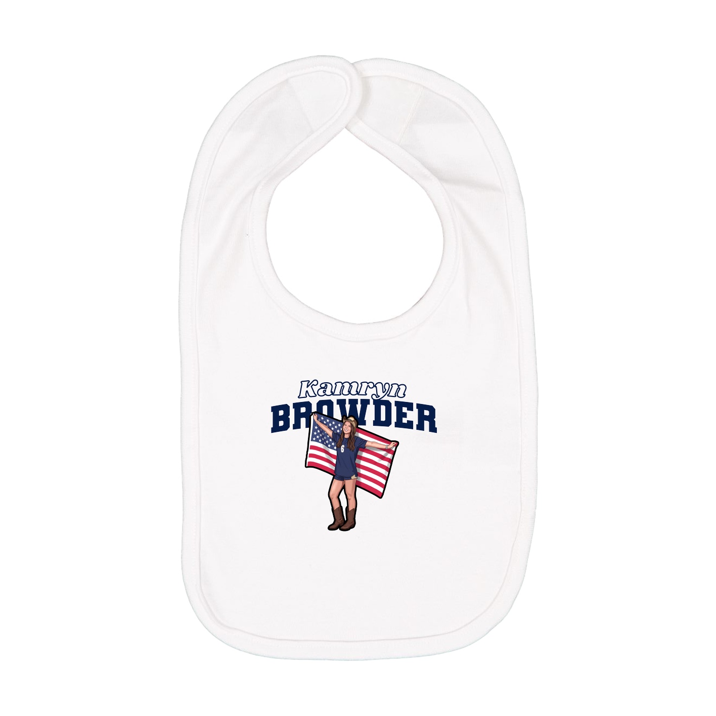 Infant Bib — Name Arch in White