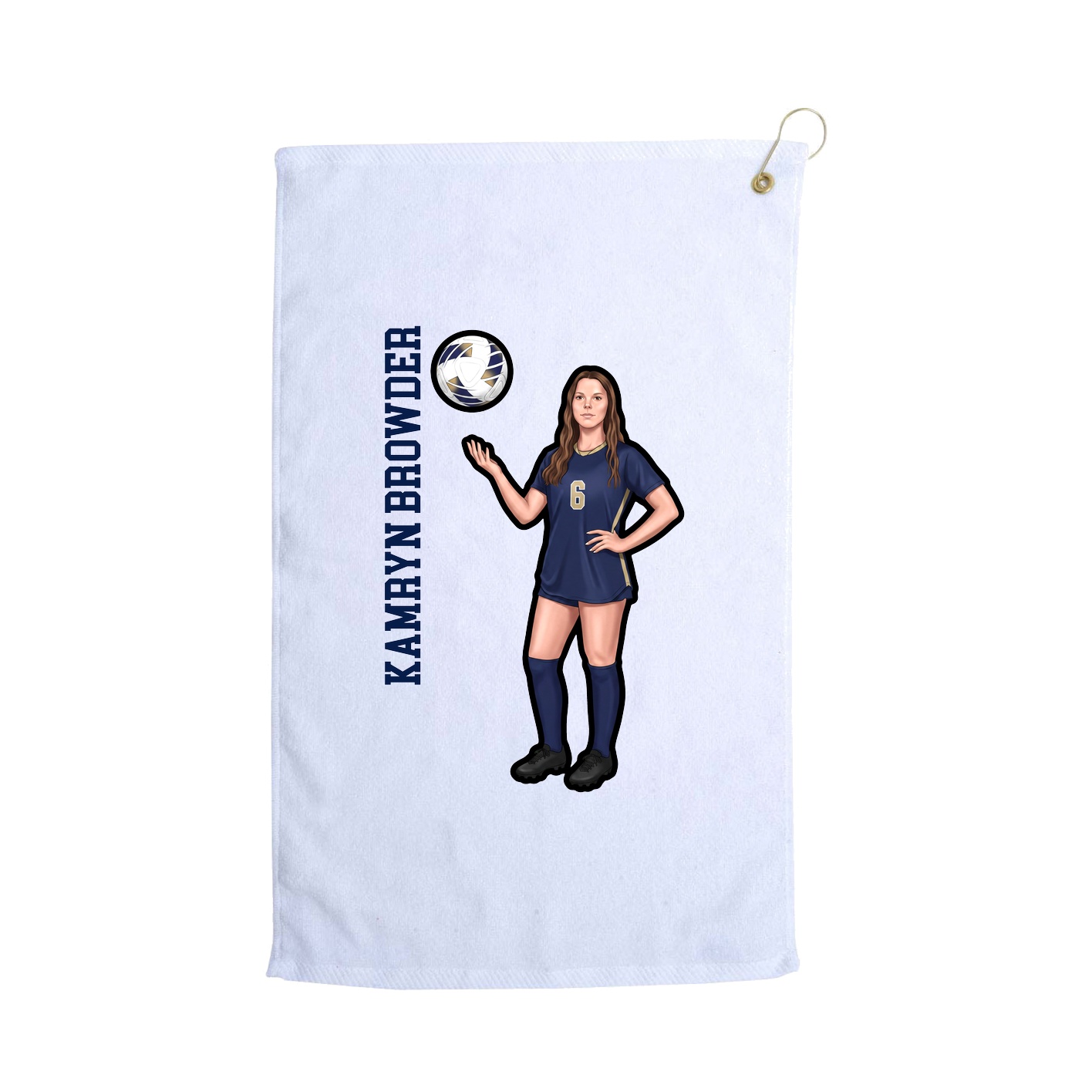 Golf Towel — Name Vertical in White
