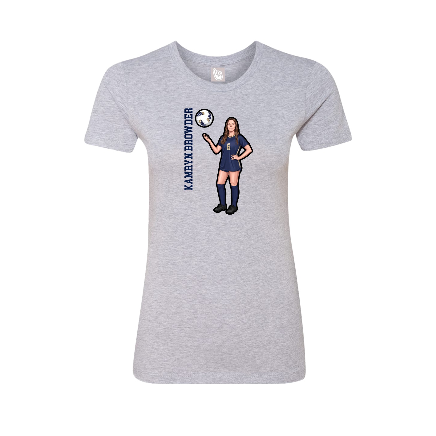 Fitted Women's Tee — Name Vertical in Grey