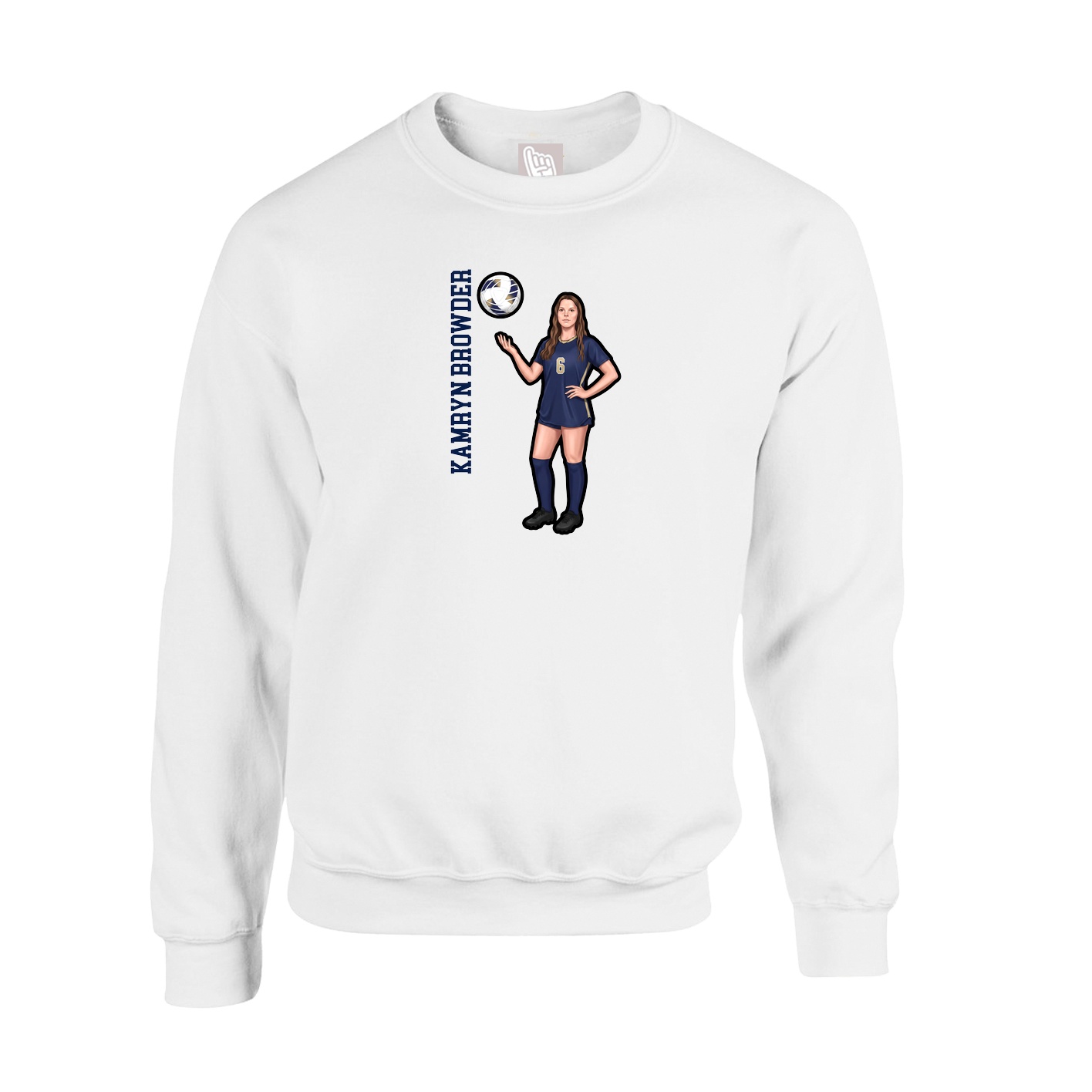 Fleece Crew — Name Vertical in White
