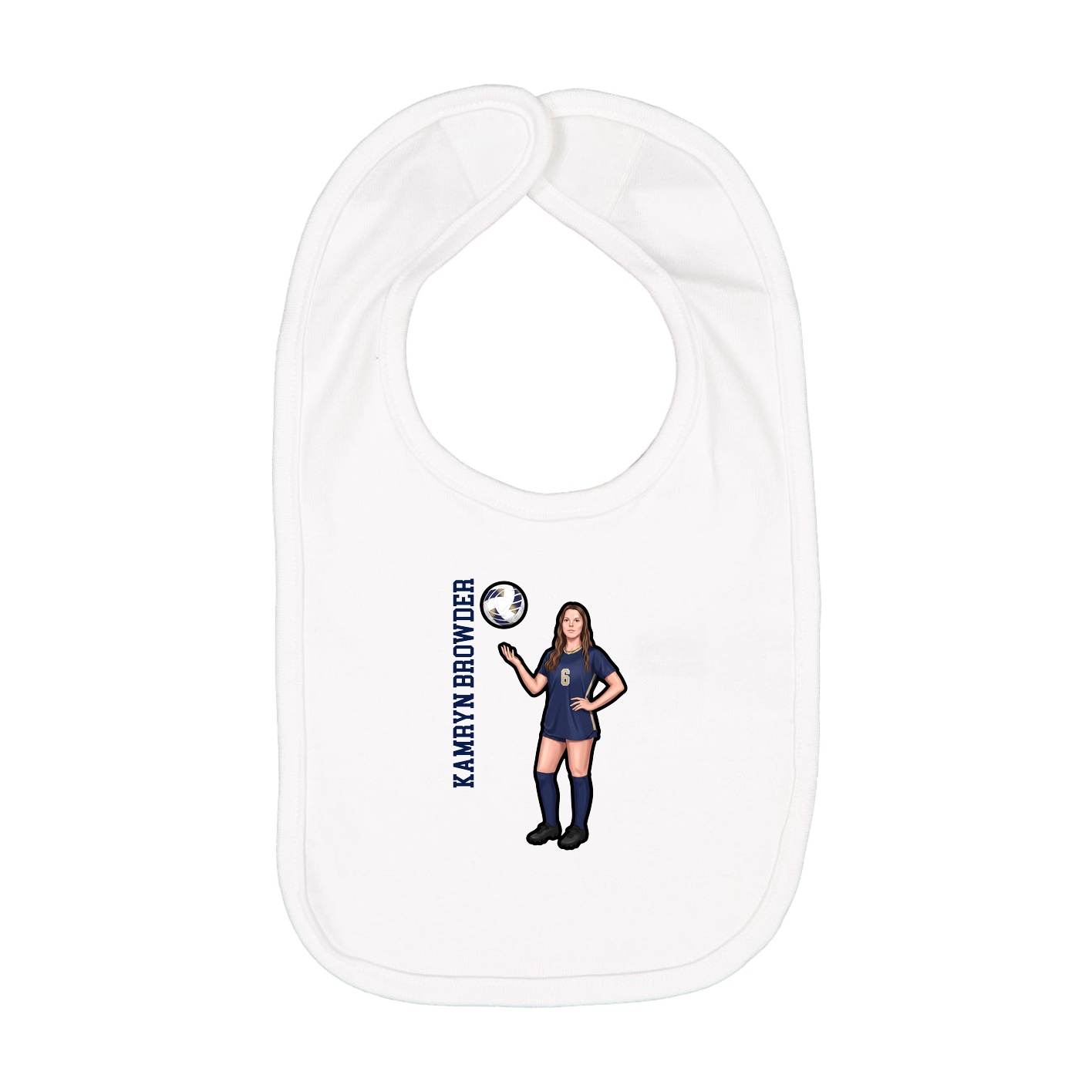 Infant Bib — Name Vertical in White