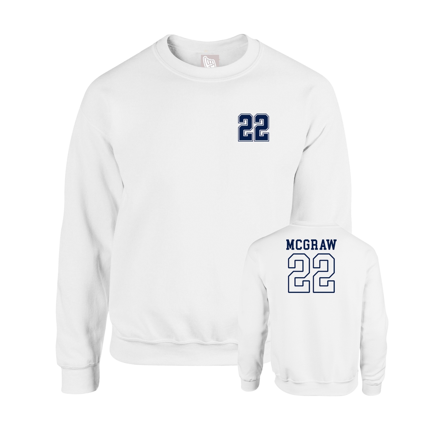 Fleece Crew — Chest Back in White