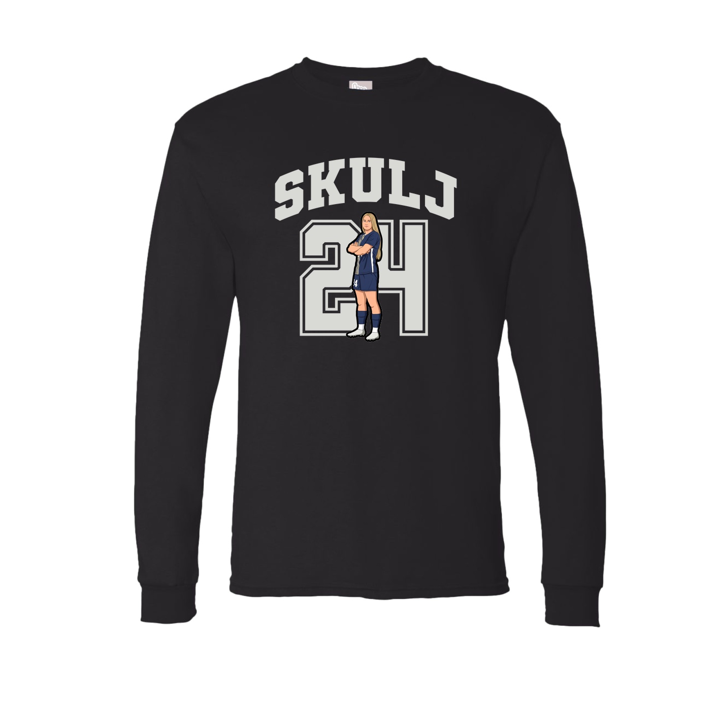 Long Sleeve Tee — Number in Black