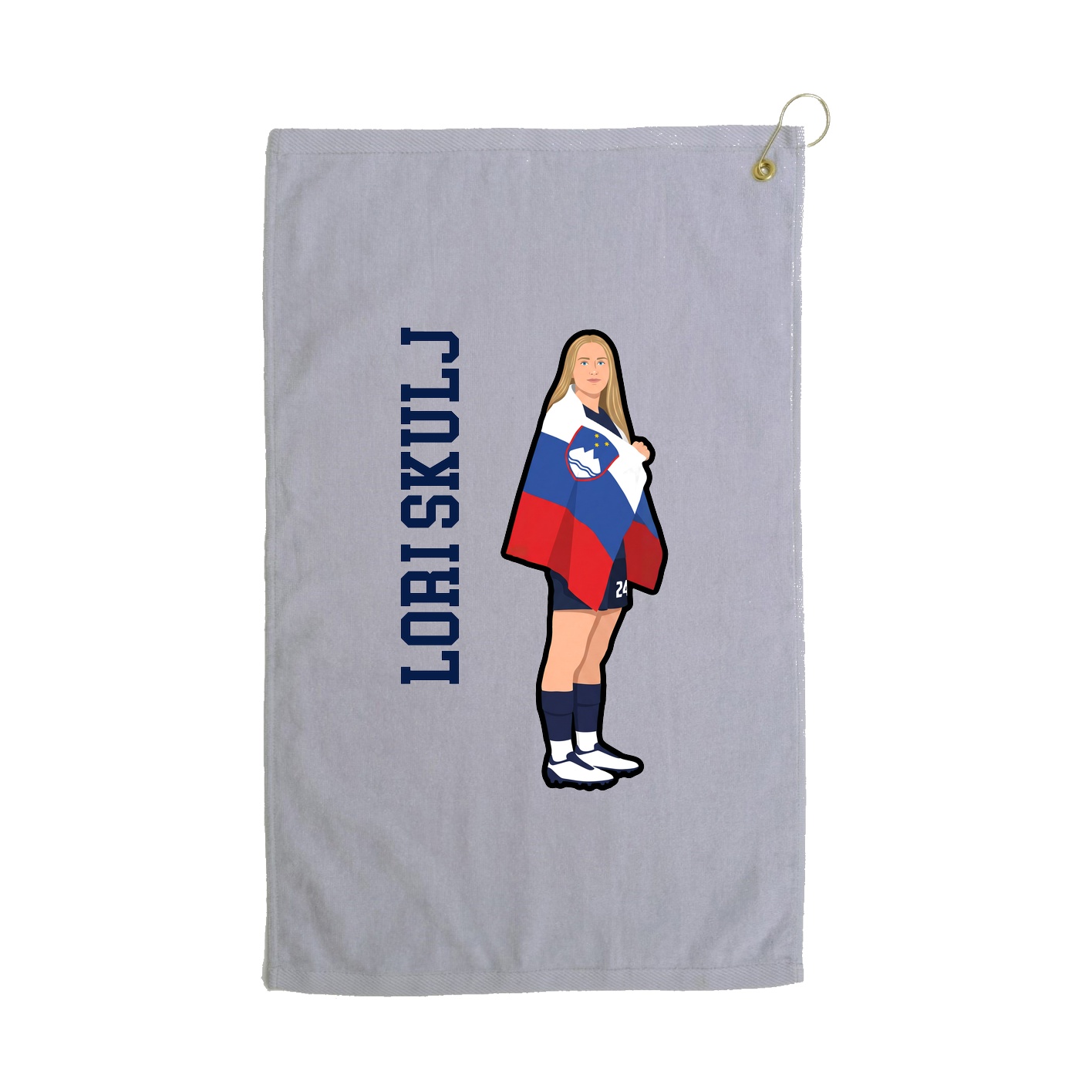 Golf Towel — Name Vertical in Grey