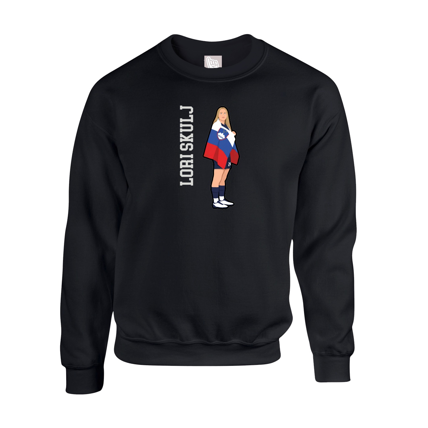 Fleece Crew — Name Vertical in Black