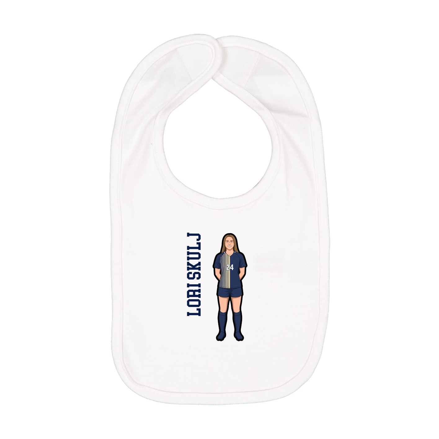 Infant Bib — Name Vertical in White