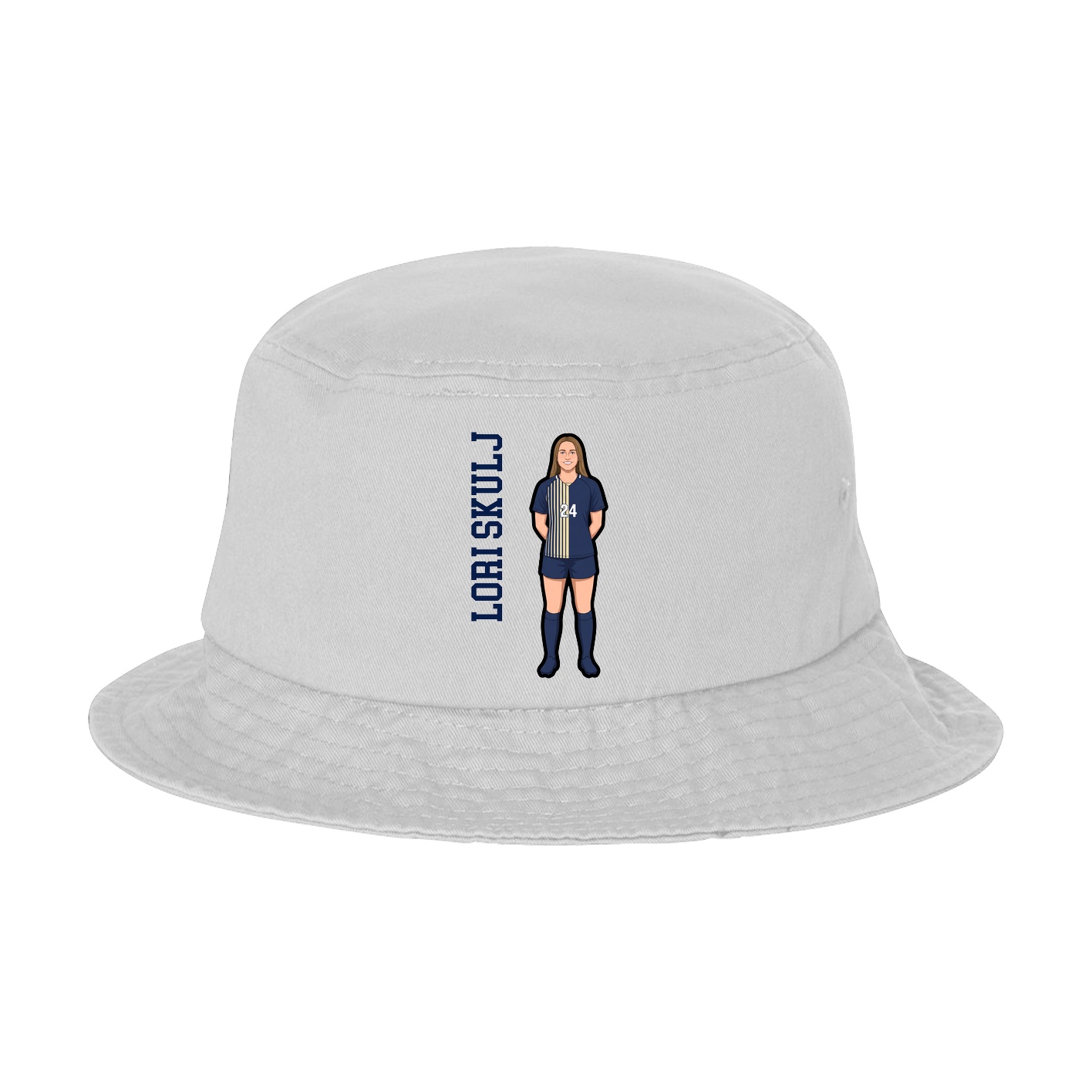 Bucket Cap — Name Vertical in White