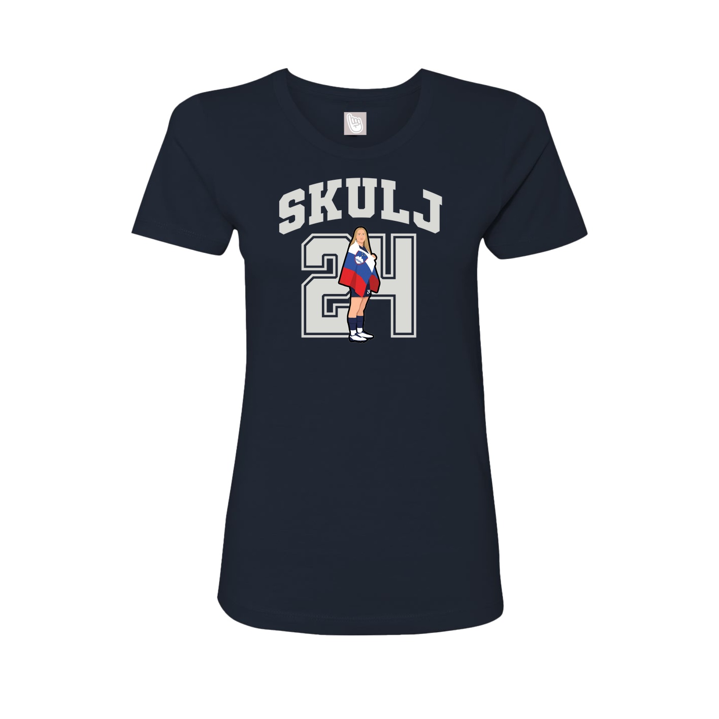Fitted Women's Tee — Number in Navy