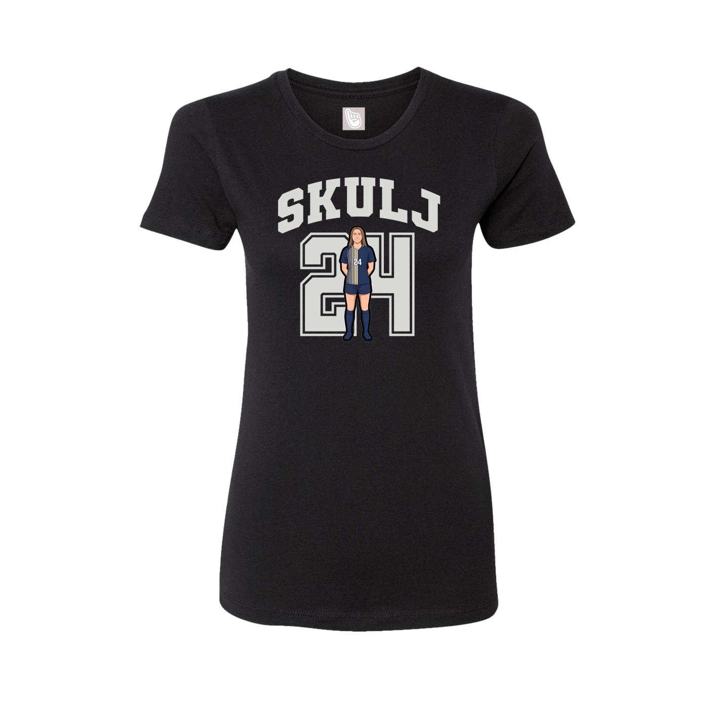 Fitted Women's Tee — Number in Black