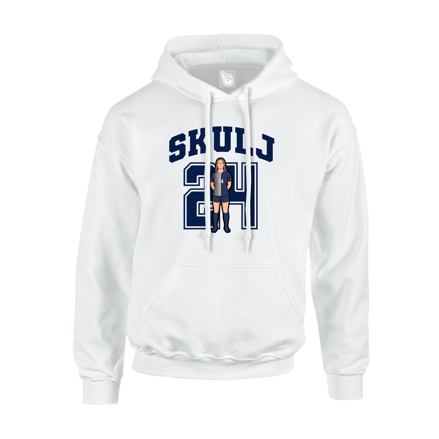 Hoodie — Number in White
