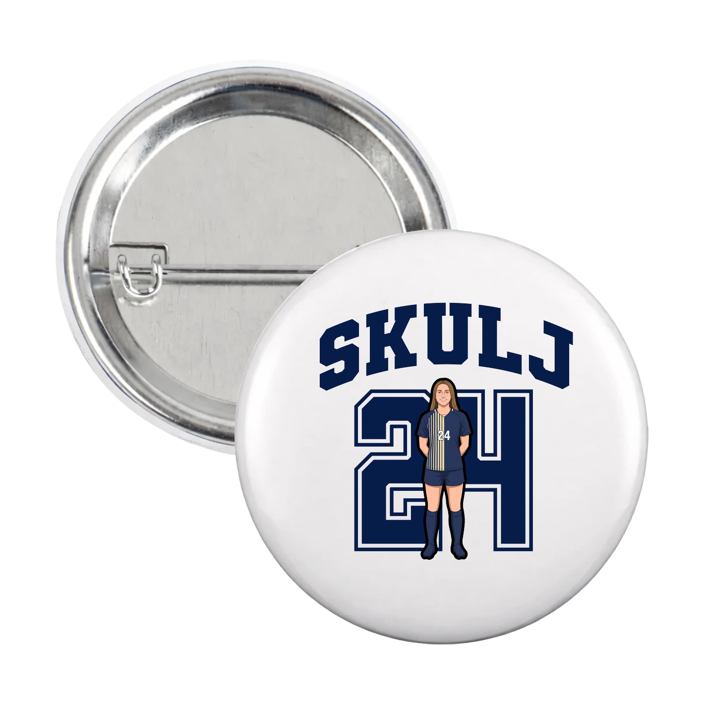 Game Day Button — Number in White