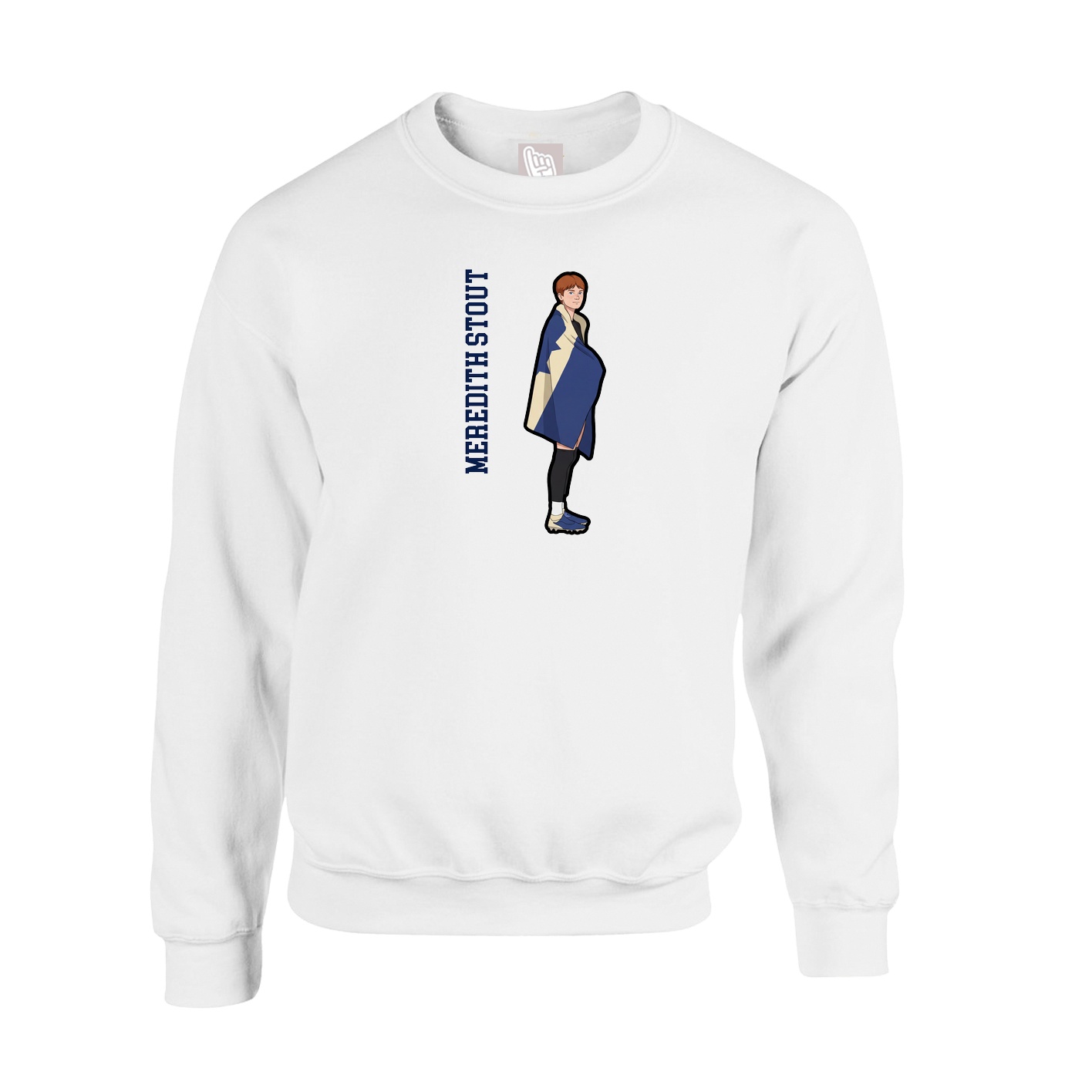 Fleece Crew — Name Vertical in White