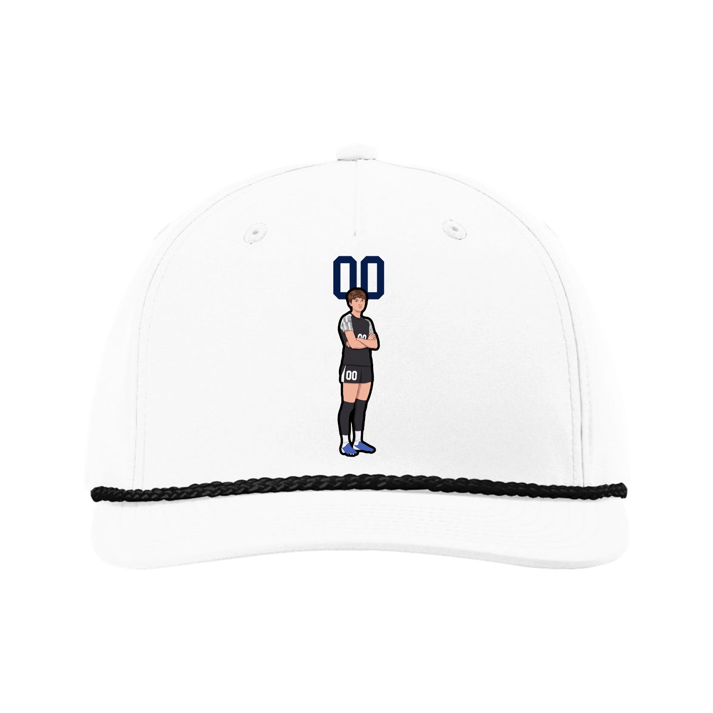 Five-Panel Classic Rope Cap — Number Top in White