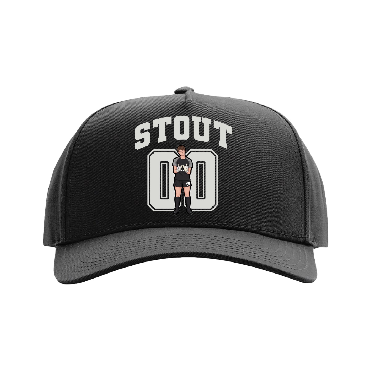 Full Fabric Five-Panel Champ Cap — Number in Black