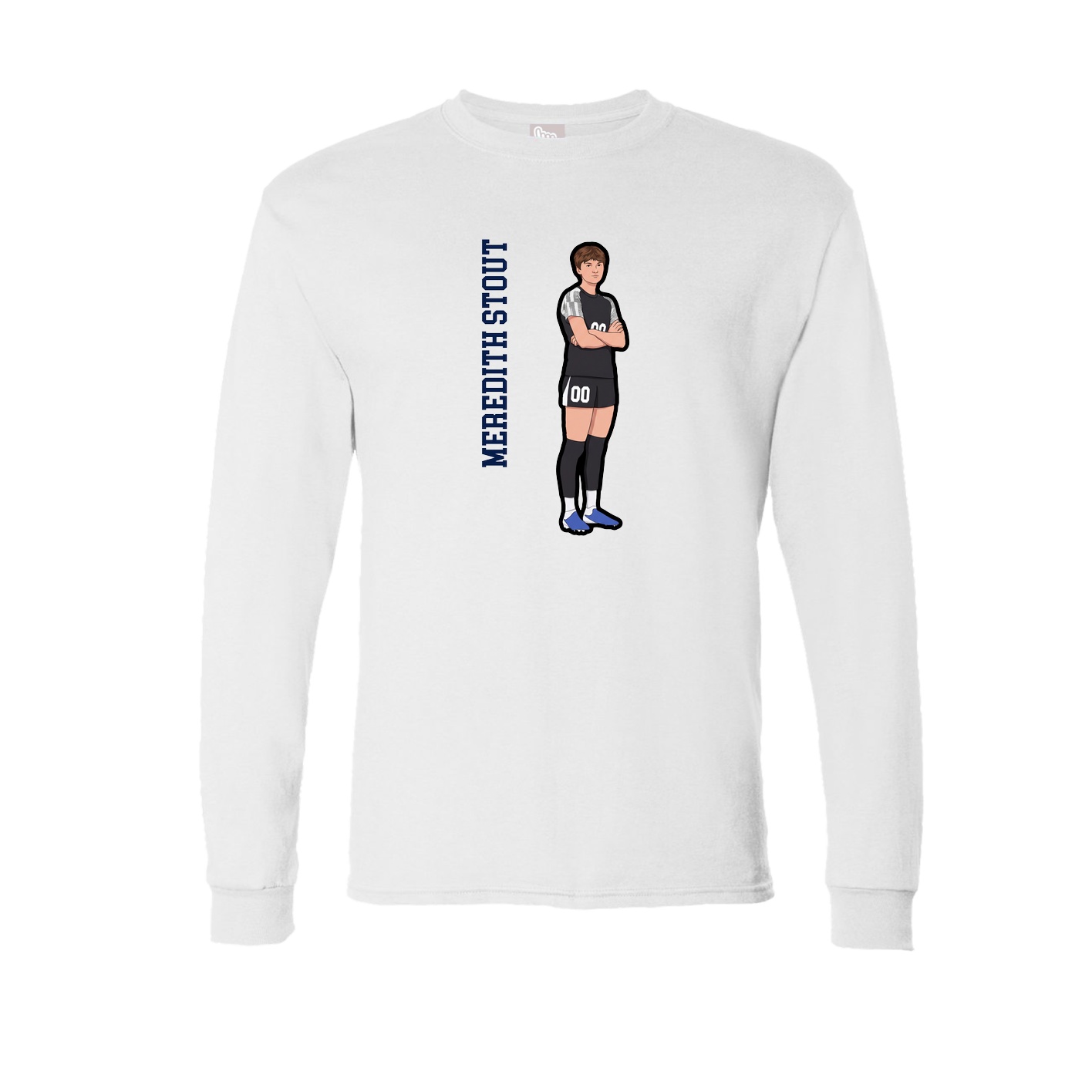 Long Sleeve Tee — Name Vertical in White