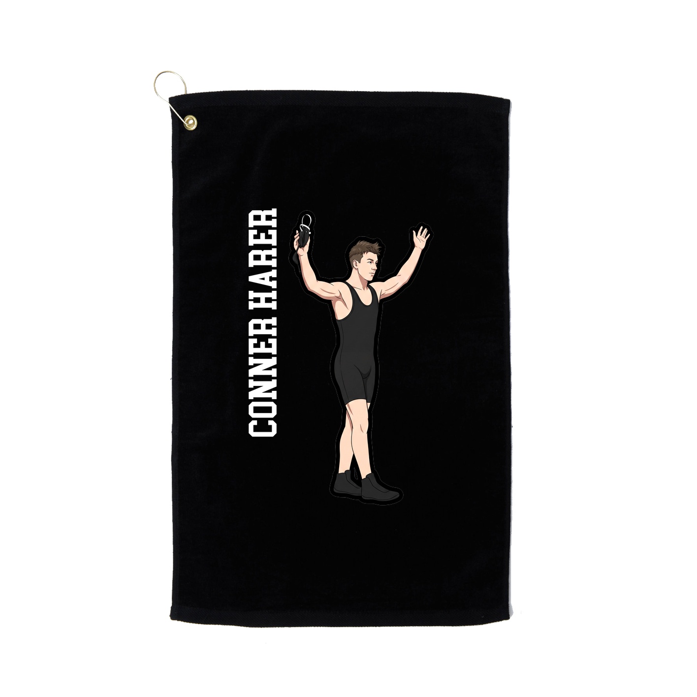 Golf Towel — Name Vertical in Black