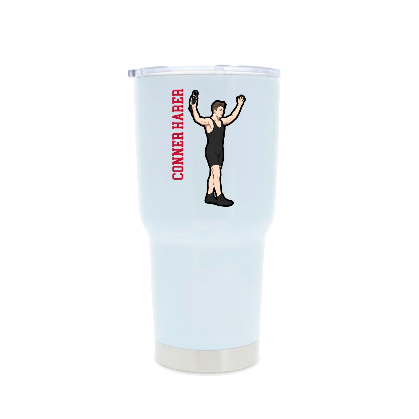 30oz Stainless Steel Tumbler — Name Vertical in White