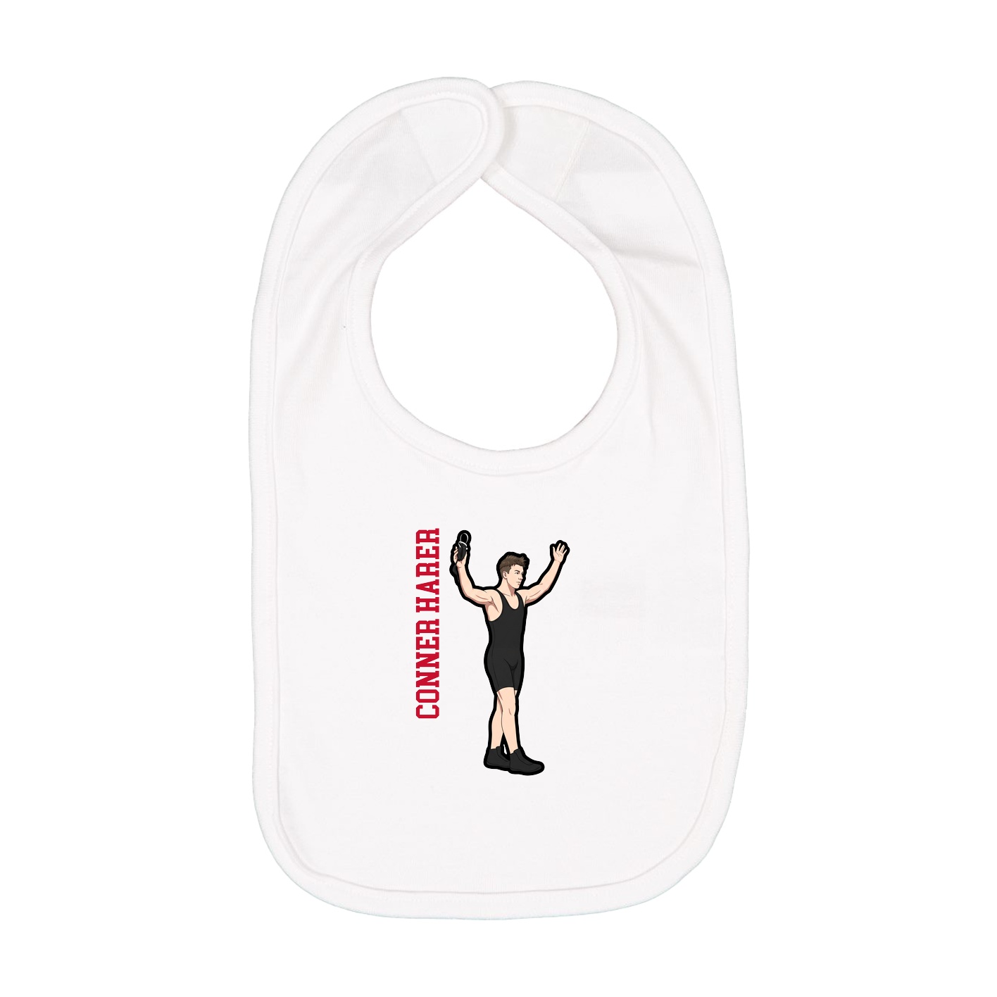 Infant Bib — Name Vertical in White