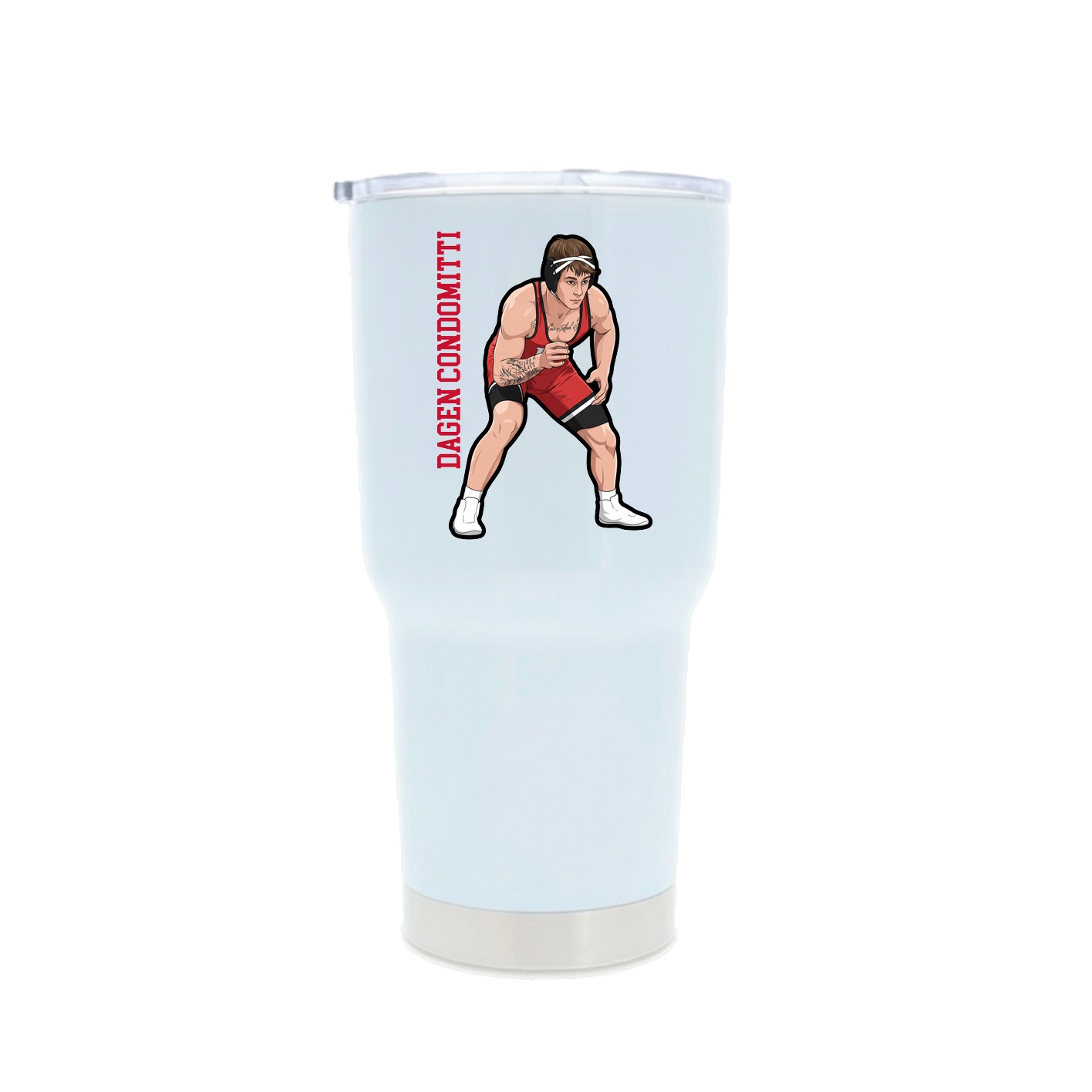 30oz Stainless Steel Tumbler — Name Vertical in White