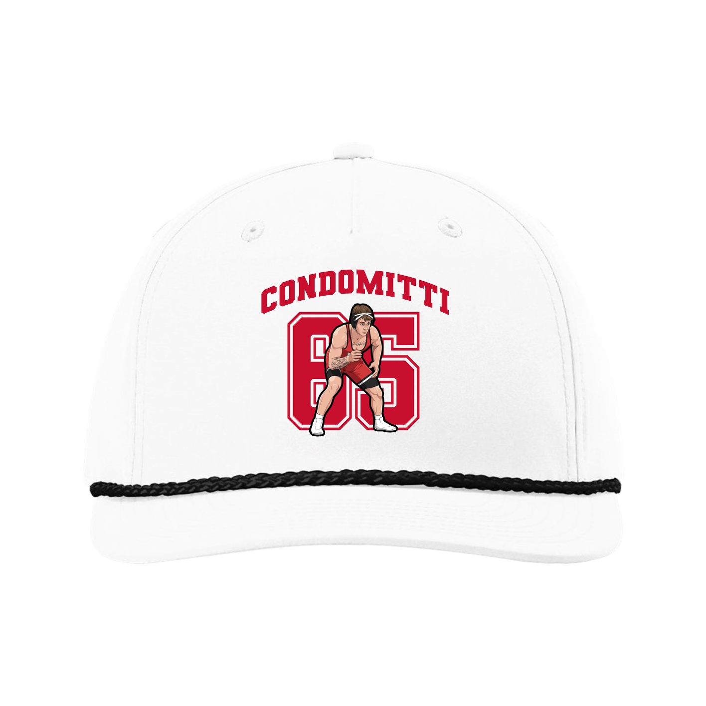 Five-Panel Classic Rope Cap — Number in White