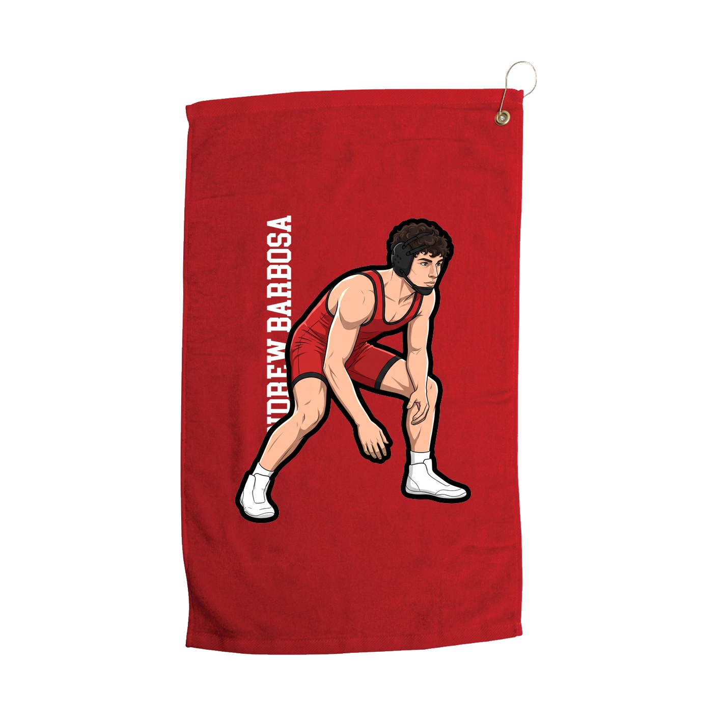 Golf Towel — Name Vertical in Red