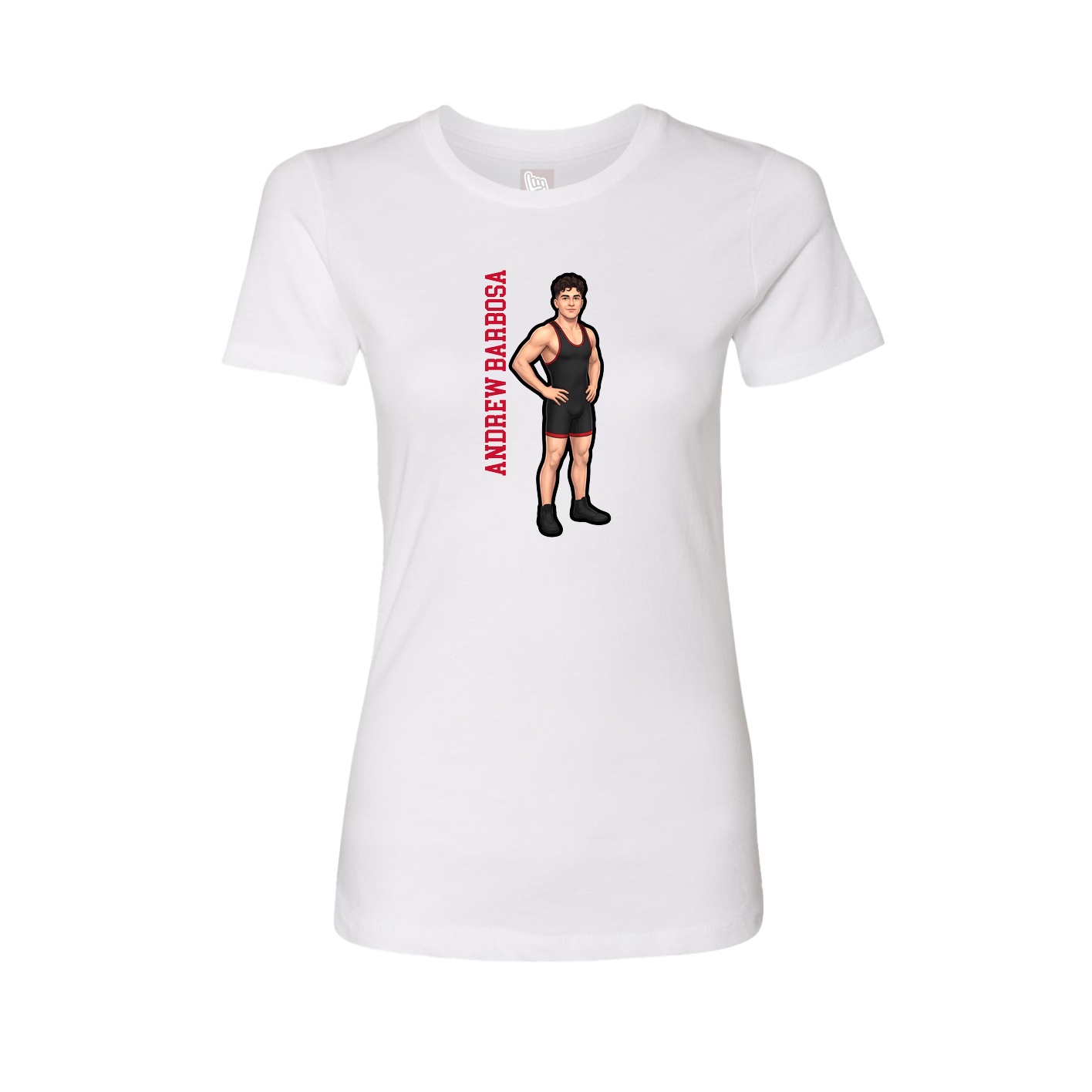 Fitted Women's Tee — Name Vertical in White