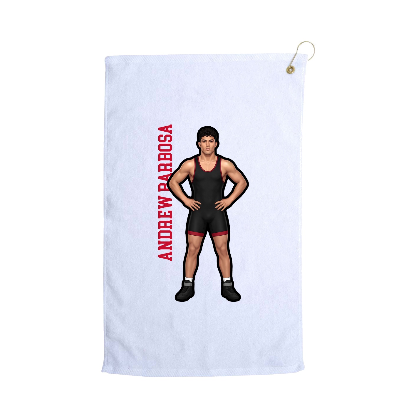 Golf Towel — Name Vertical in White
