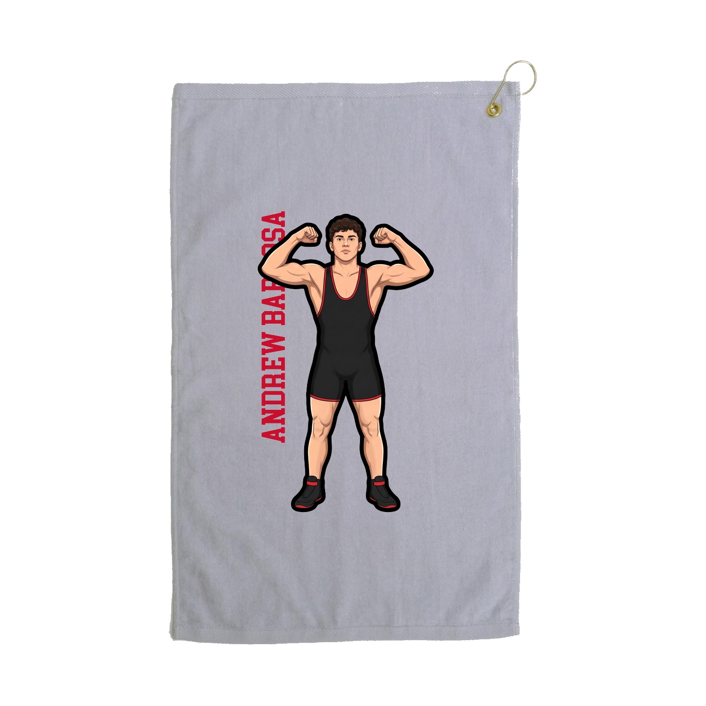 Golf Towel — Name Vertical in Grey