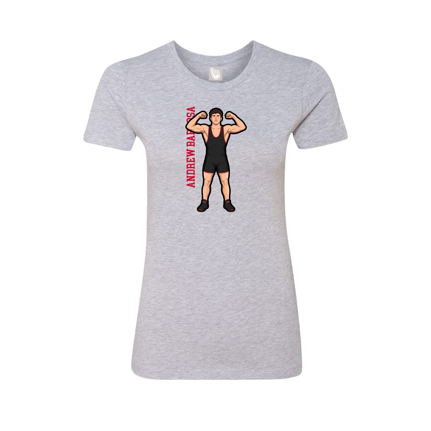 Fitted Women's Tee — Name Vertical in Grey
